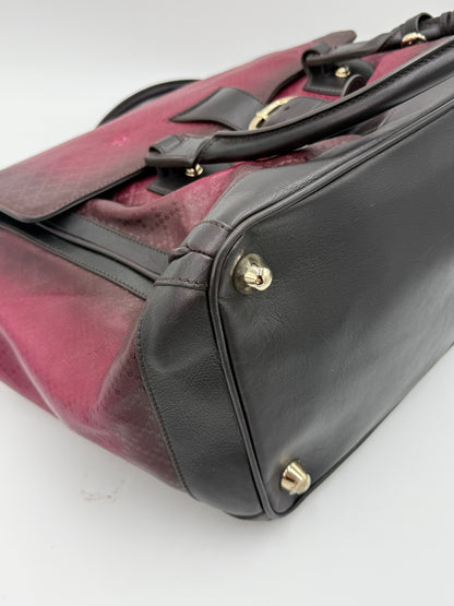 Gucci Borsone da Viaggio Firenze 1921 in Tela Jacquard Bordeaux e Pelle Marrone Scuro