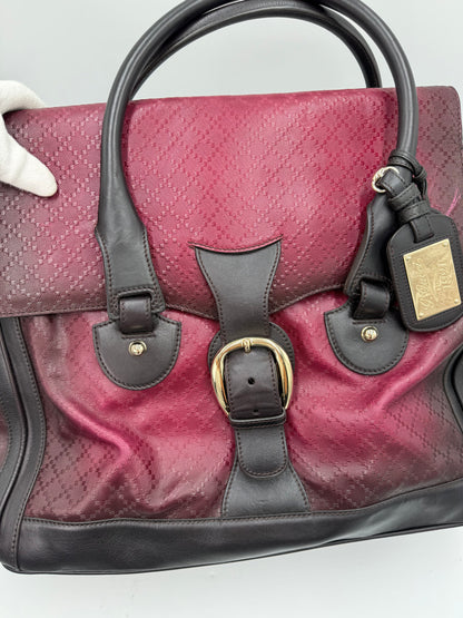 Gucci Borsone da Viaggio Firenze 1921 in Tela Jacquard Bordeaux e Pelle Marrone Scuro
