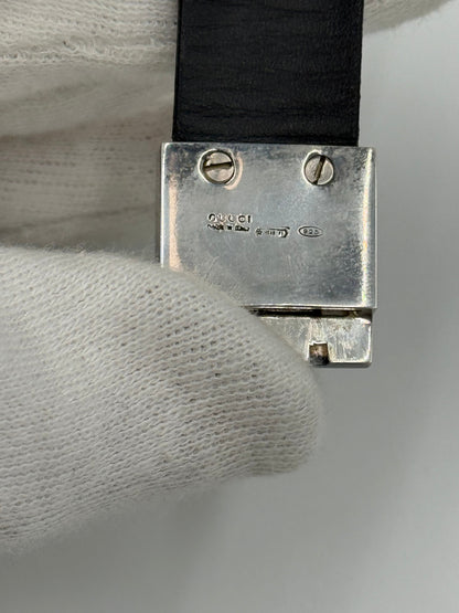Gucci Bracciale Vintage in Pelle e Argento 925 Nero - Pally Vintage Closet