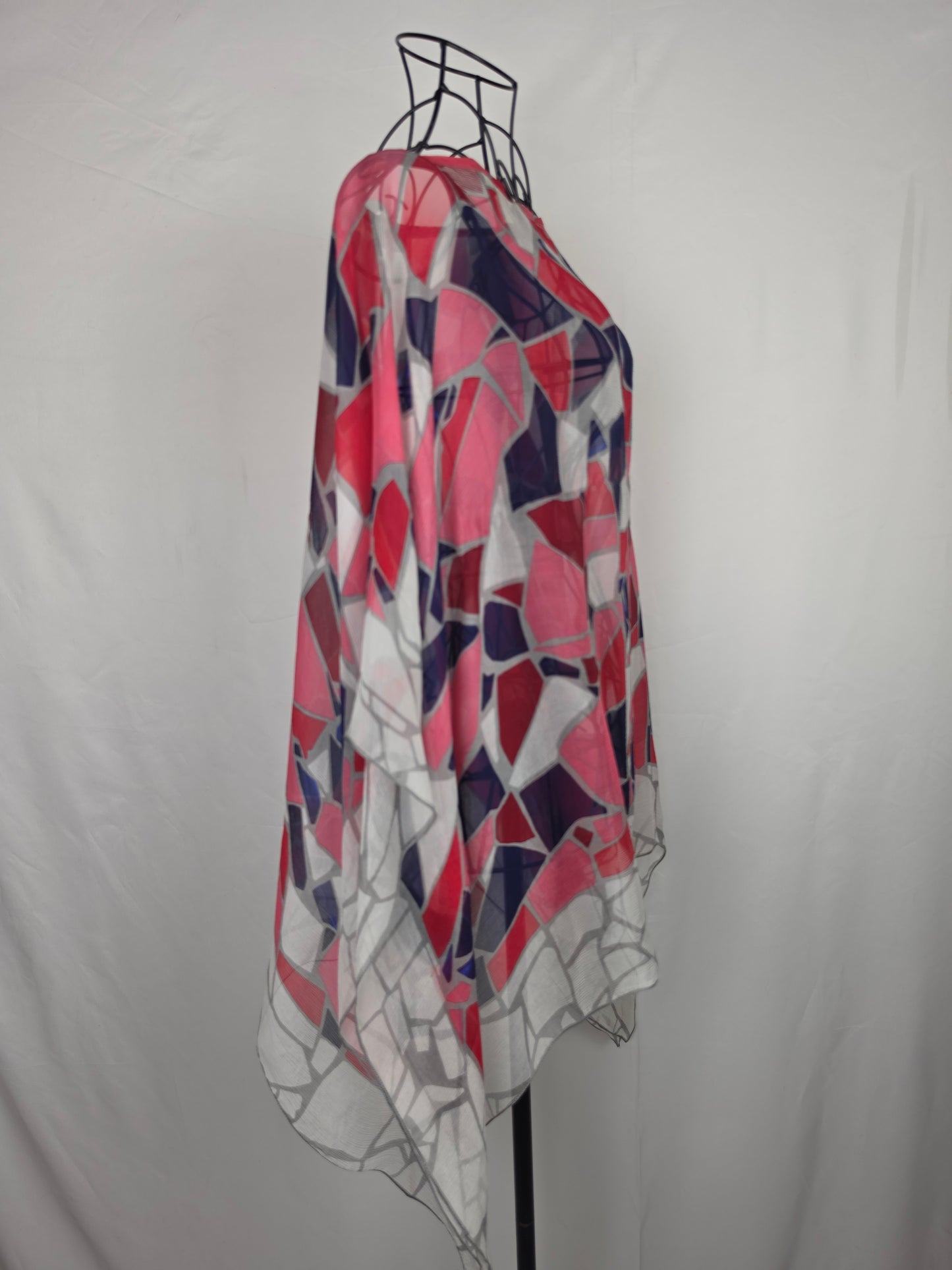 Gucci Caftano Vintage in Seta Stampa Geometrica Rosa