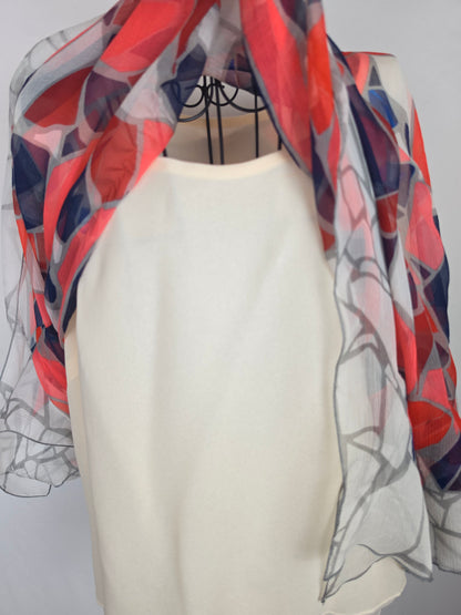 Gucci Caftano Vintage in Seta Stampa Geometrica Rosa