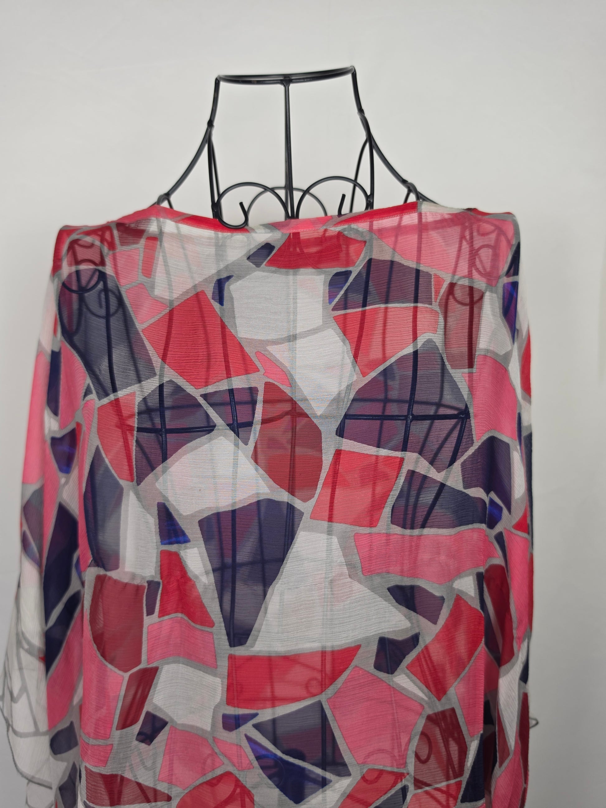 Gucci Caftano Vintage in Seta Stampa Geometrica Rosa - Pally Vintage Closet