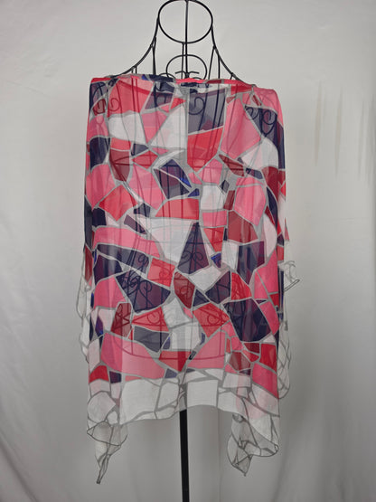 Gucci Caftano Vintage in Seta Stampa Geometrica Rosa - Pally Vintage Closet