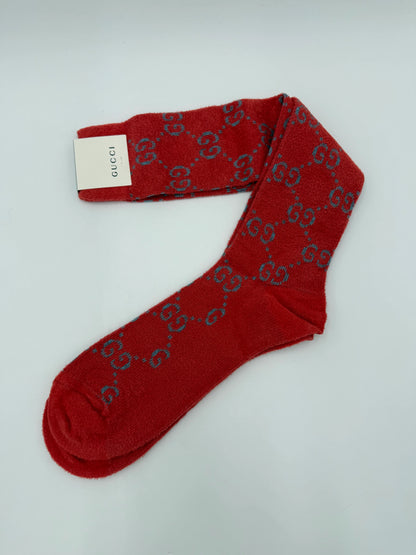 Gucci-Calzini-Warm-Logg-in-Maglia-GG-Rosso-e-Blu-70031224471876 - Pally Vintage Closet