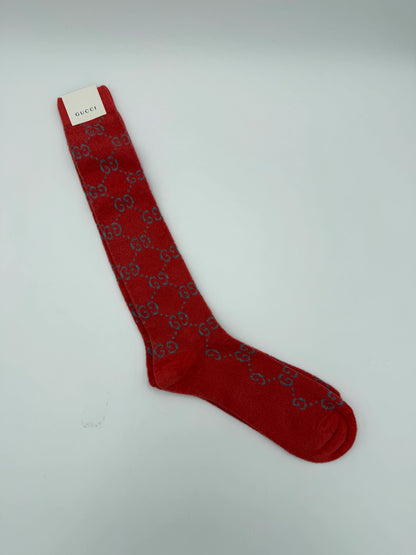 Gucci-Calzini-Warm-Logg-in-Maglia-GG-Rosso-e-Blu-70031224504644 - Pally Vintage Closet