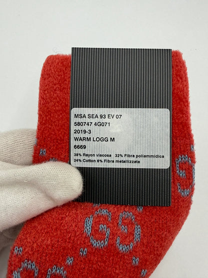 Gucci-Calzini-Warm-Logg-in-Maglia-GG-Rosso-e-Blu-70031224537412 - Pally Vintage Closet