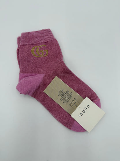 Gucci Calzini in Maglia Lurex con Logo GG Rosa - Pally Vintage Closet