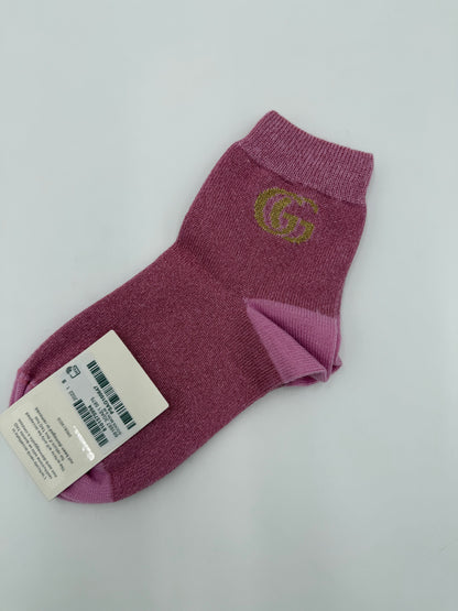Gucci Calzini in Maglia Lurex con Logo GG Rosa - Pally Vintage Closet