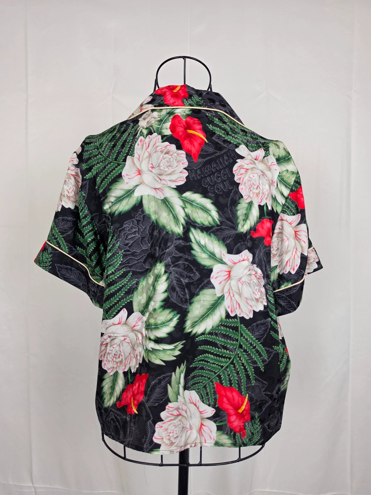 Gucci-Camicia-Hawaiian-Soul-in-Jacquard-di-Seta-Verde-70263528718660 - Pally Vintage Closet