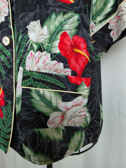 Gucci-Camicia-Hawaiian-Soul-in-Jacquard-di-Seta-Verde-70263528784196 - Pally Vintage Closet