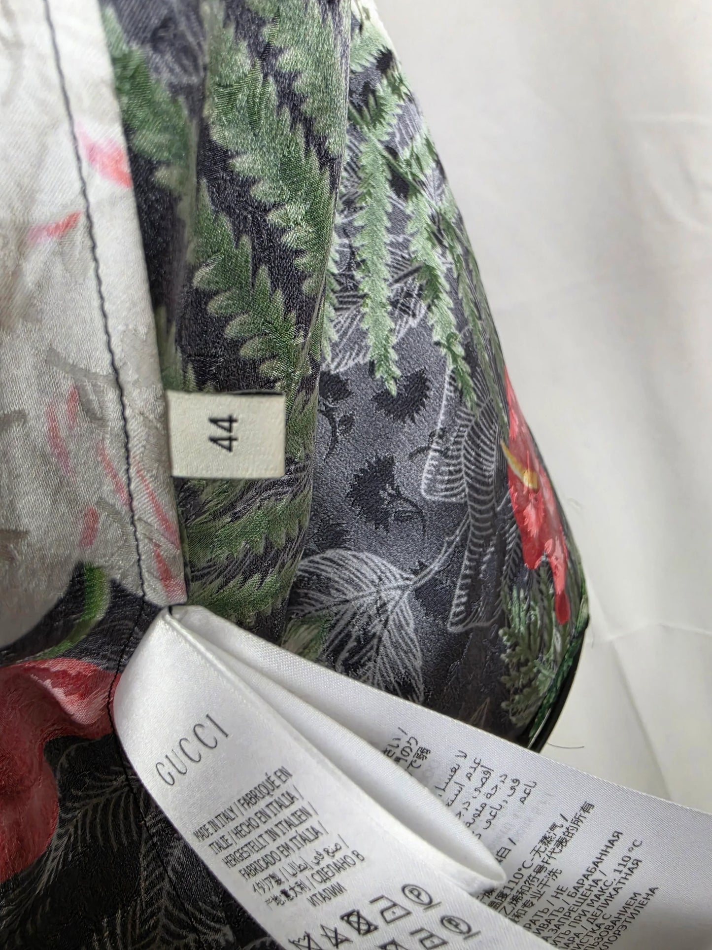 Gucci-Camicia-Hawaiian-Soul-in-Jacquard-di-Seta-Verde-70263528849732 - Pally Vintage Closet