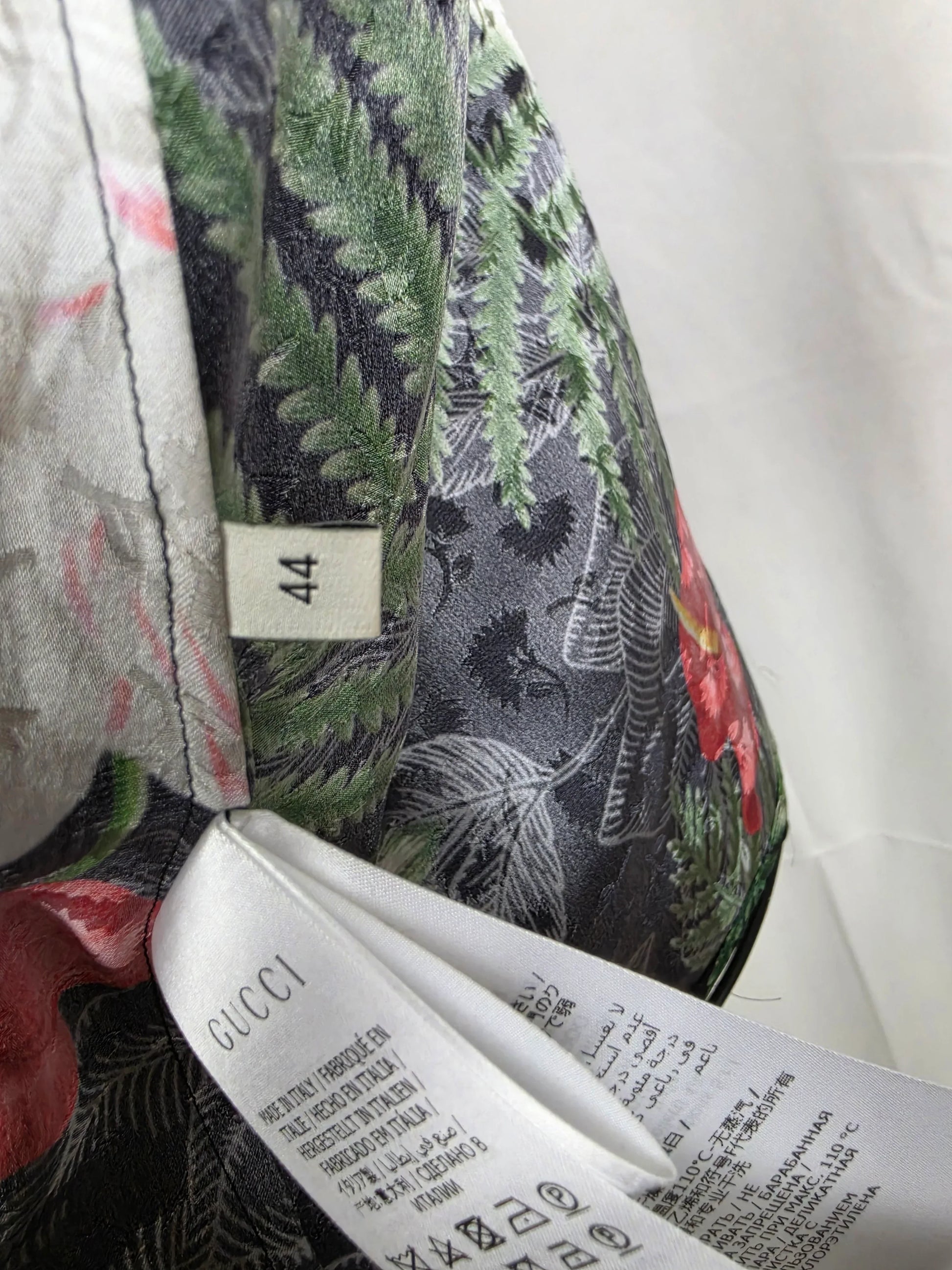 Gucci-Camicia-Hawaiian-Soul-in-Jacquard-di-Seta-Verde-70263528849732 - Pally Vintage Closet