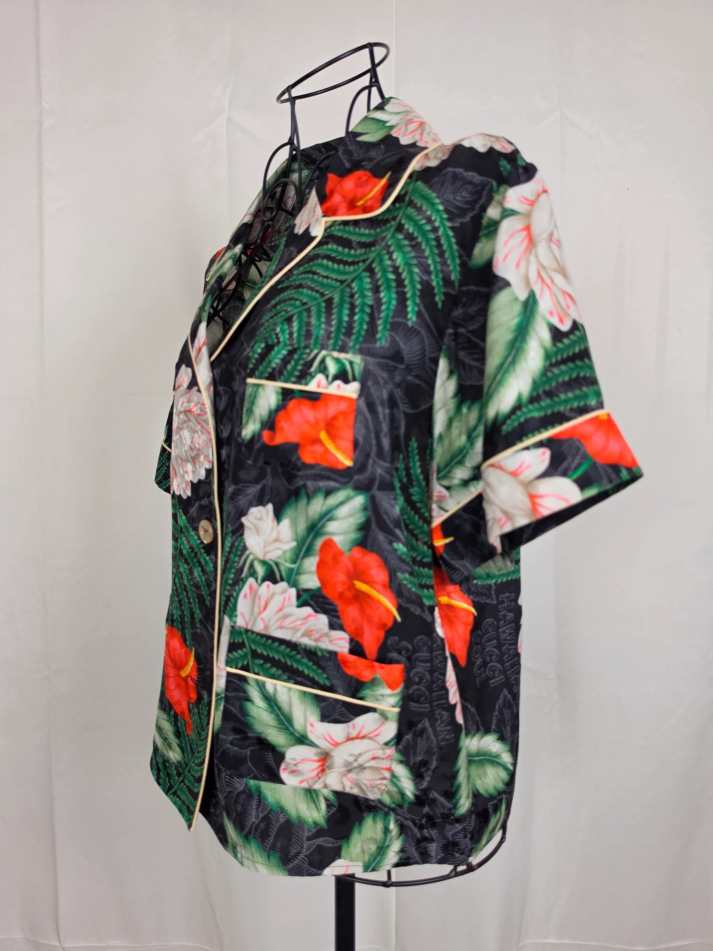 Gucci-Camicia-Hawaiian-Soul-in-Jacquard-di-Seta-Verde-70263528948036 - Pally Vintage Closet