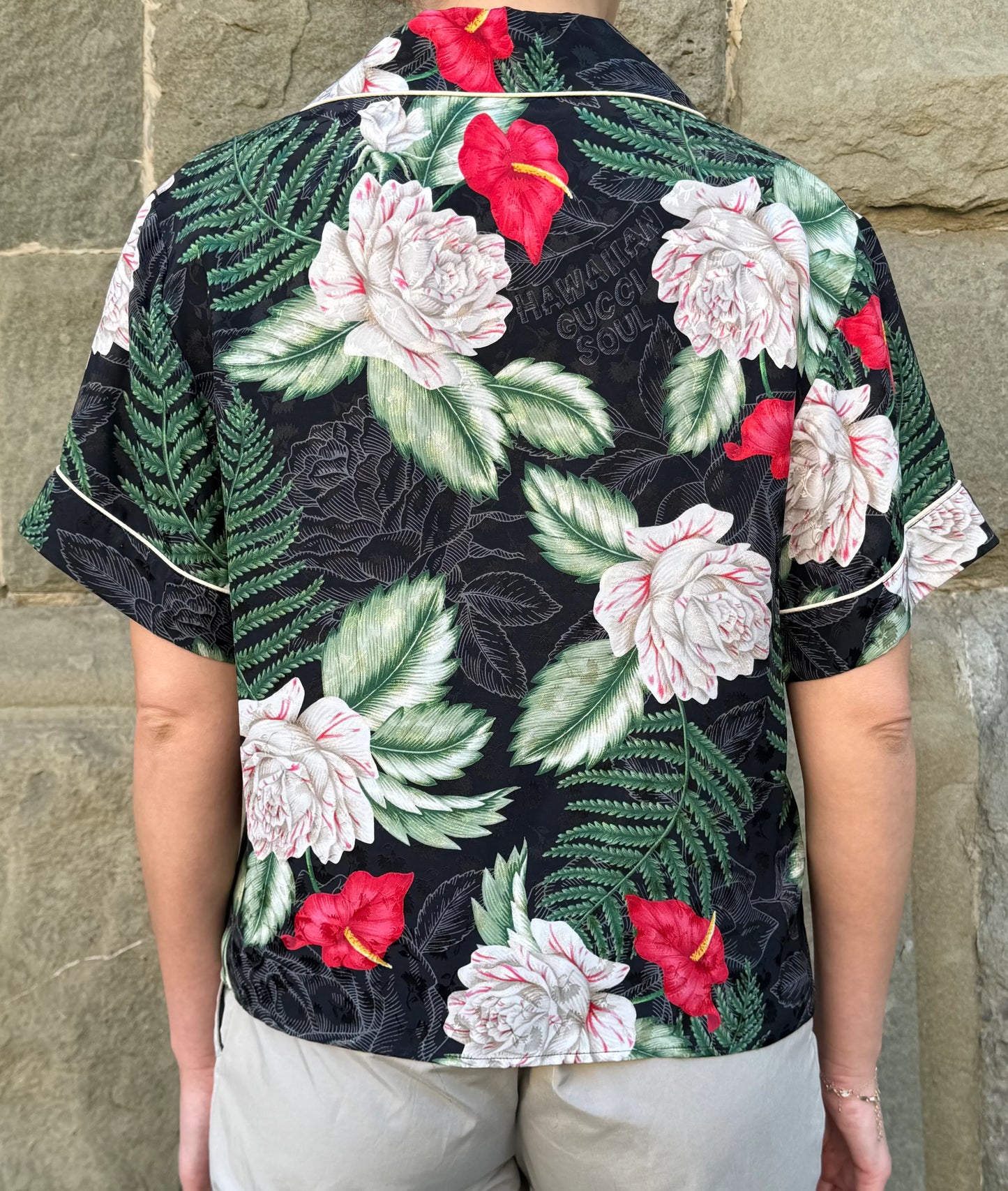 Gucci-Camicia-Hawaiian-Soul-in-Jacquard-di-Seta-Verde-70300483518788 - Pally Vintage Closet