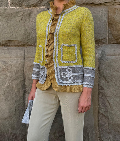 Gucci Cardigan in Maglia Metallica con Colletto Removibile Verde e Argento - Pally Vintage Closet