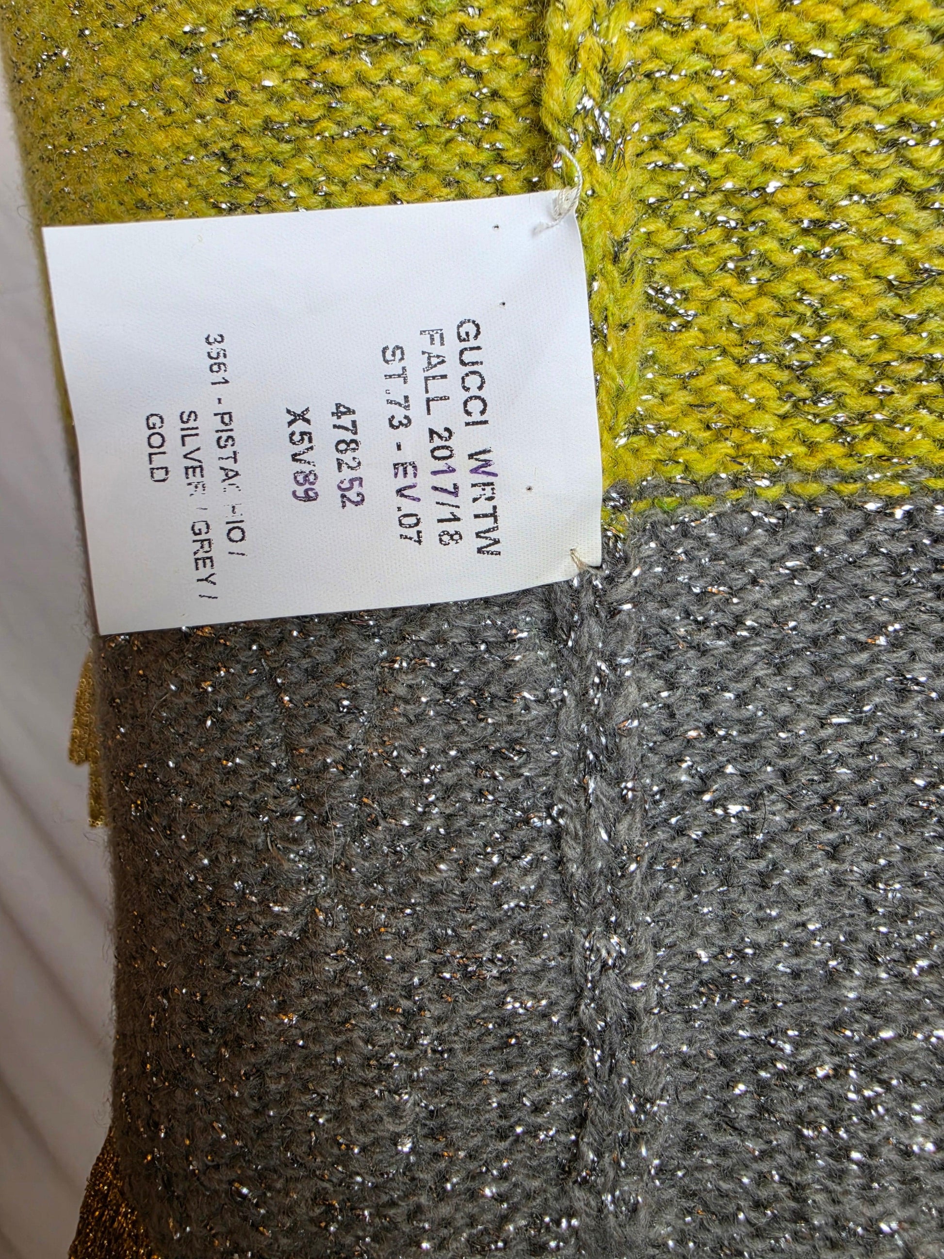 Gucci Cardigan in Maglia Metallica con Colletto Removibile Verde e Argento - Pally Vintage Closet
