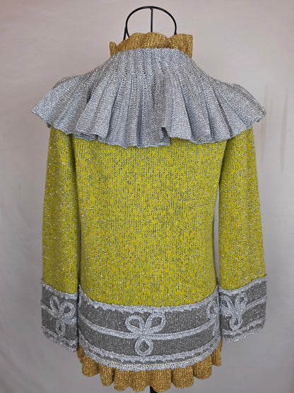 Gucci Cardigan in Maglia Metallica con Colletto Removibile Verde e Argento - Pally Vintage Closet