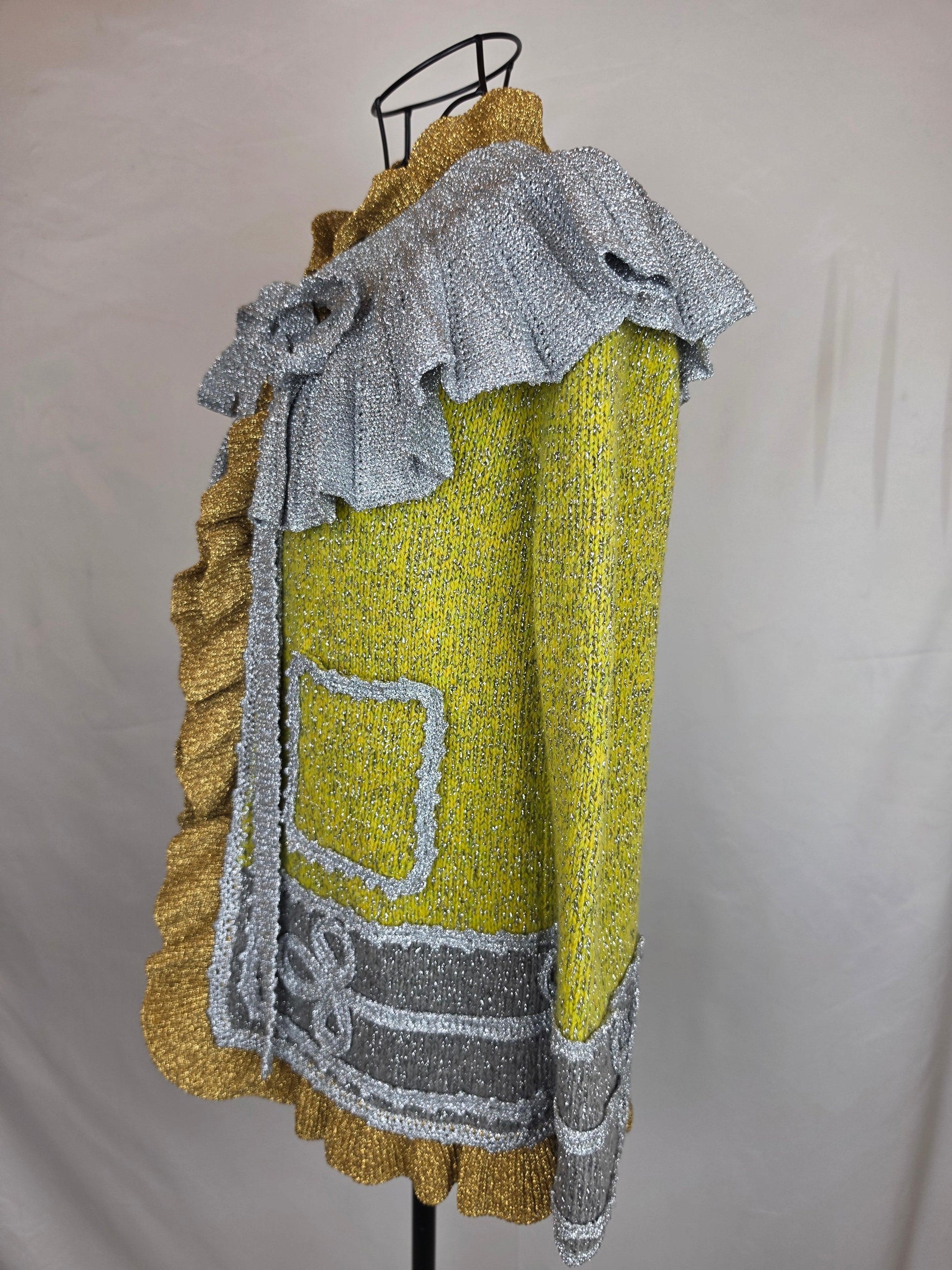Gucci Cardigan in Maglia Metallica con Colletto Removibile Verde e Argento - Pally Vintage Closet