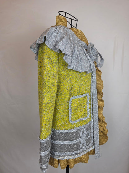 Gucci Cardigan in Maglia Metallica con Colletto Removibile Verde e Argento - Pally Vintage Closet