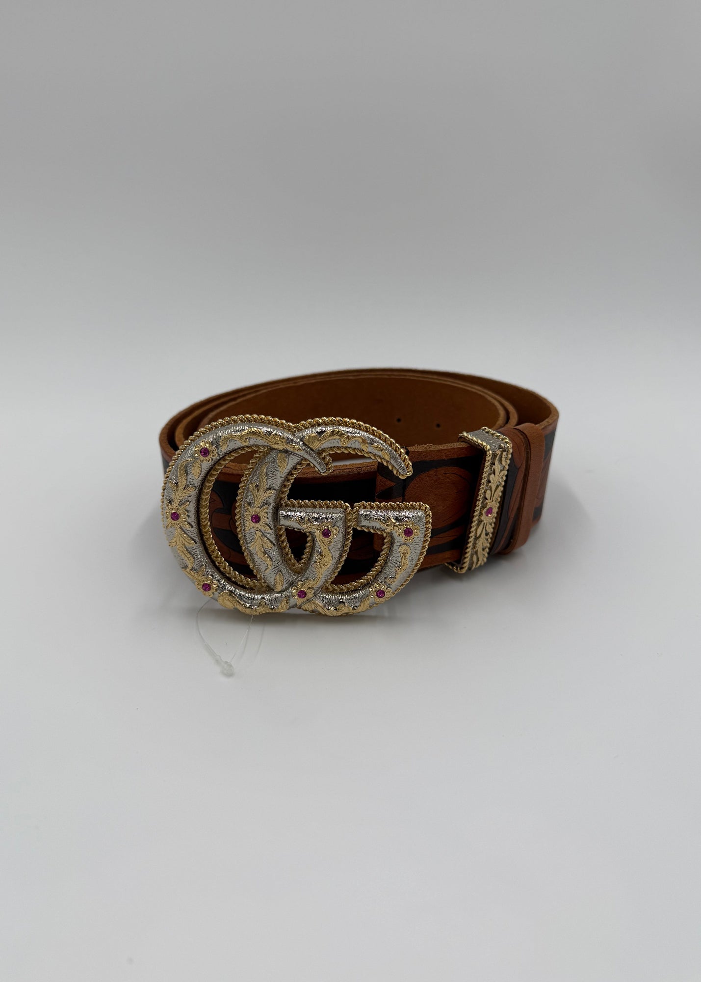 Gucci Cintura GG Buckle Cowboy Maxi Fibbia Marrone