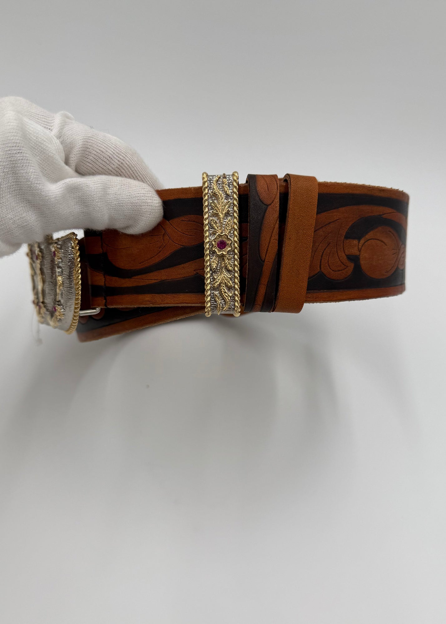 Gucci Cintura GG Buckle Cowboy Maxi Fibbia Marrone