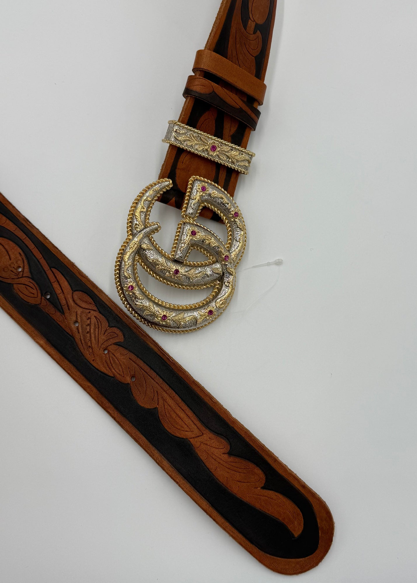 Gucci Cintura GG Buckle Cowboy Maxi Fibbia Marrone