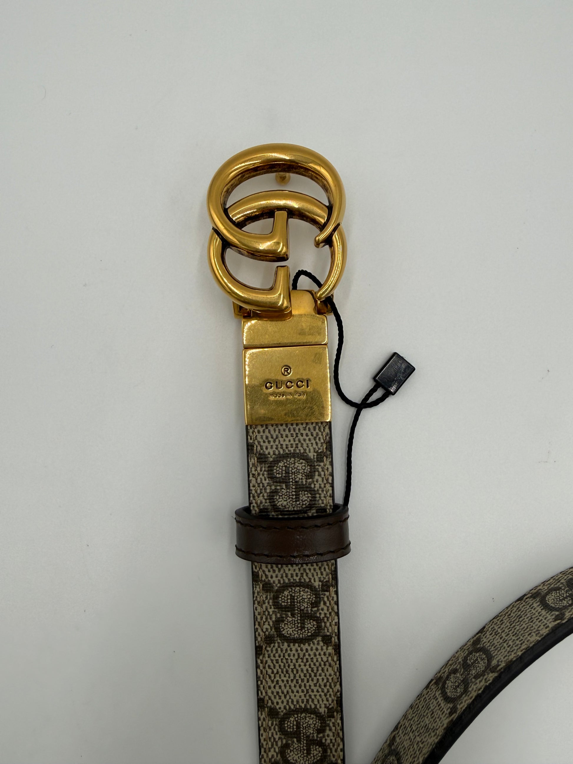 Gucci Cintura GG Marmont Reversibile in Tela GG Supreme e Pelle Marrone - Pally Vintage Closet