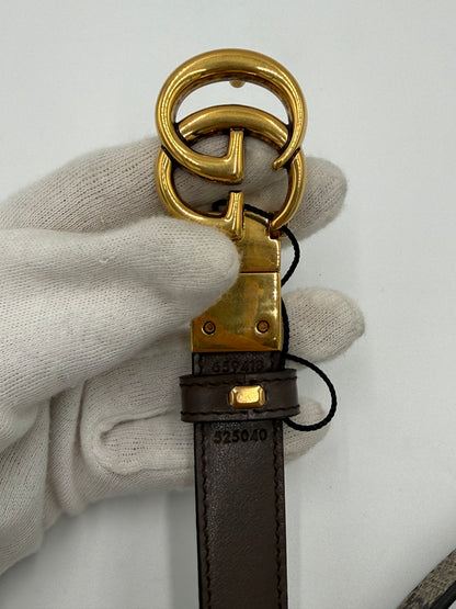 Gucci Cintura GG Marmont Reversibile in Tela GG Supreme e Pelle Marrone - Pally Vintage Closet