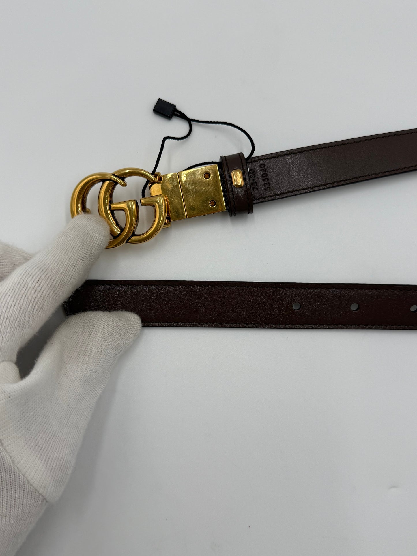 Gucci Cintura GG Marmont Reversibile in Tela GG Supreme e Pelle Marrone - Pally Vintage Closet