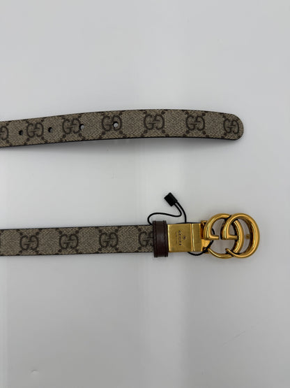 Gucci Cintura GG Marmont Reversibile in Tela GG Supreme e Pelle Marrone - Pally Vintage Closet
