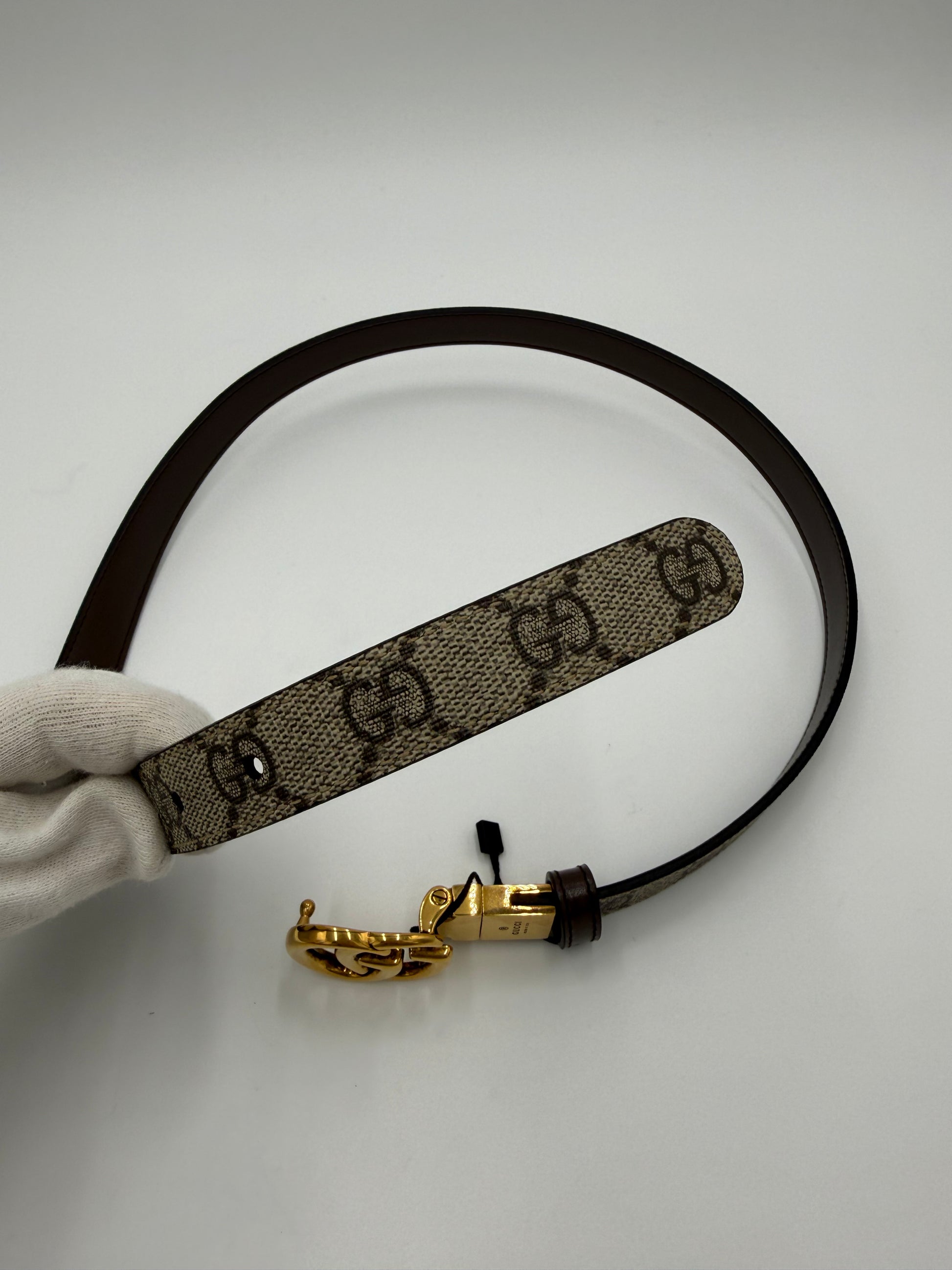 Gucci Cintura GG Marmont Reversibile in Tela GG Supreme e Pelle Marrone - Pally Vintage Closet