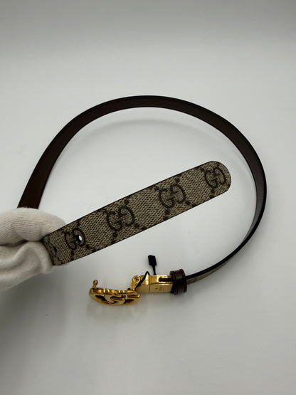 Gucci Cintura GG Marmont Reversibile in Tela GG Supreme e Pelle Marrone - Pally Vintage Closet