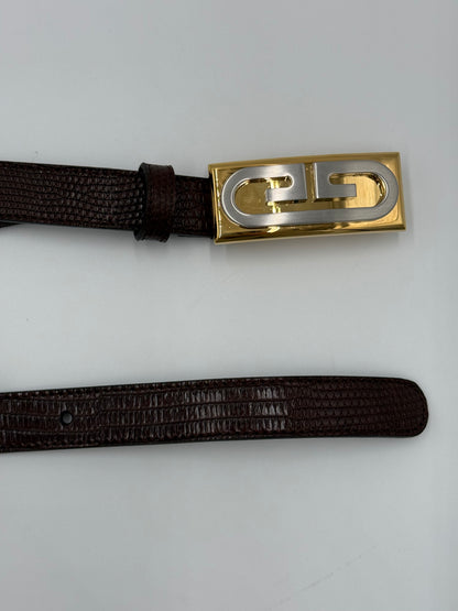 Gucci Cintura in Pelle di Lucertola Framed G Marrone - Pally Vintage Closet