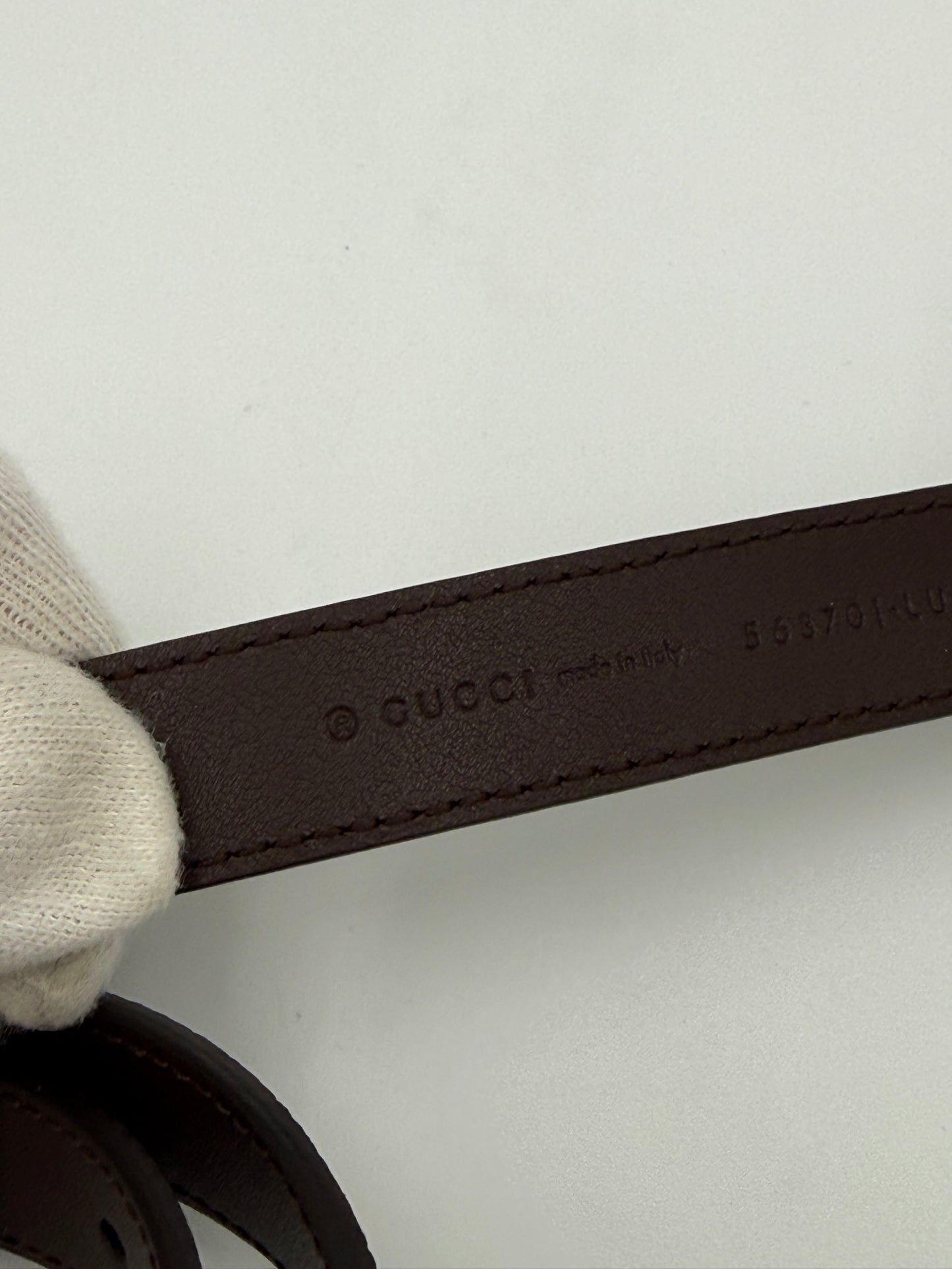 Gucci Cintura in Pelle di Lucertola Framed G Marrone - Pally Vintage Closet