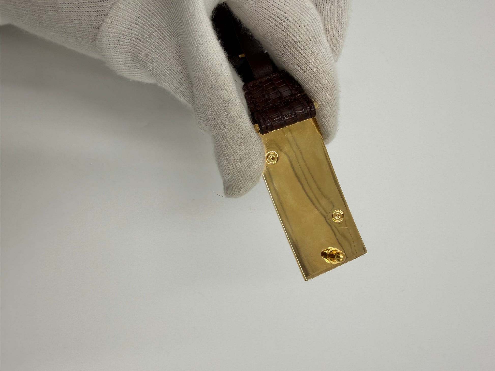 Gucci Cintura in Pelle di Lucertola Framed G Marrone - Pally Vintage Closet