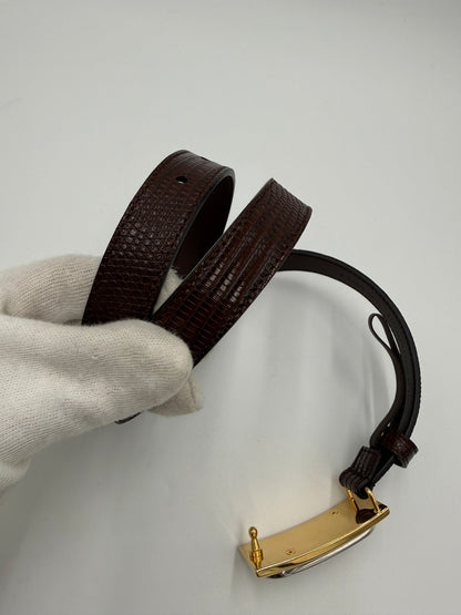 Gucci Cintura in Pelle di Lucertola Framed G Marrone - Pally Vintage Closet