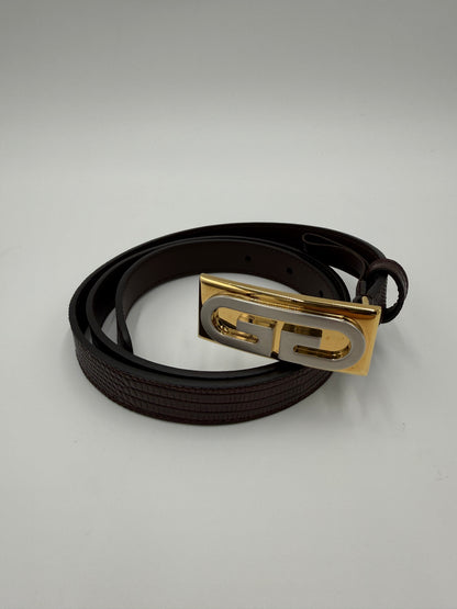 Gucci Cintura in Pelle di Lucertola Framed G Marrone - Pally Vintage Closet