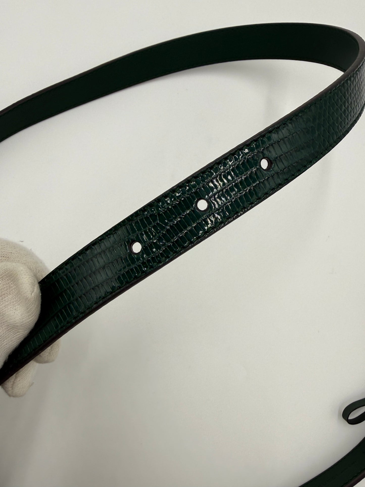 Gucci Cintura in Pelle di Lucertola Framed G Verde - Pally Vintage Closet