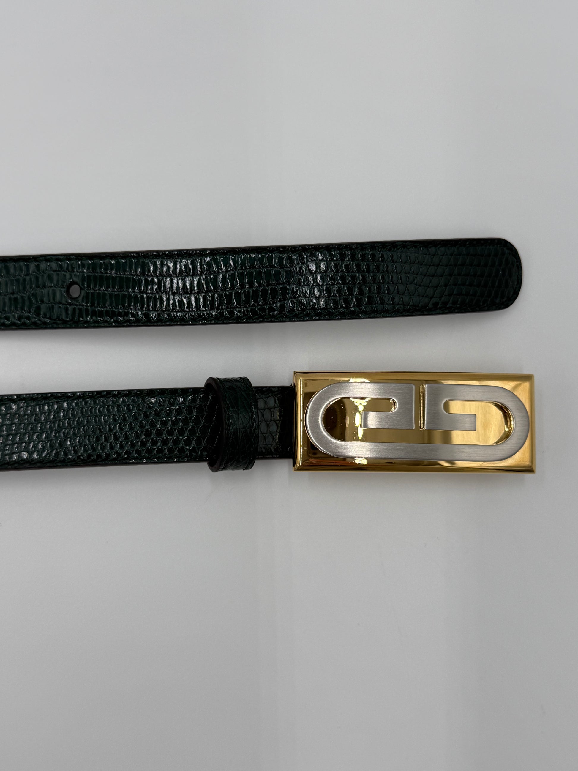 Gucci Cintura in Pelle di Lucertola Framed G Verde - Pally Vintage Closet