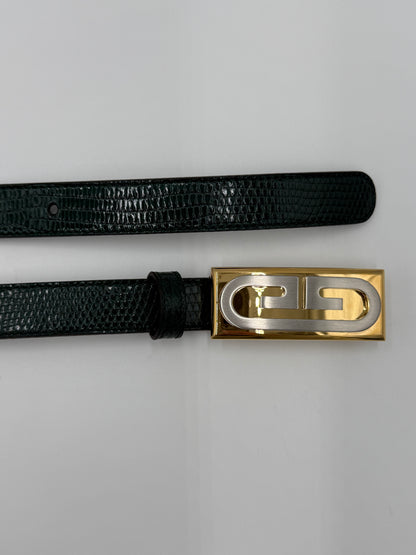 Gucci Cintura in Pelle di Lucertola Framed G Verde - Pally Vintage Closet