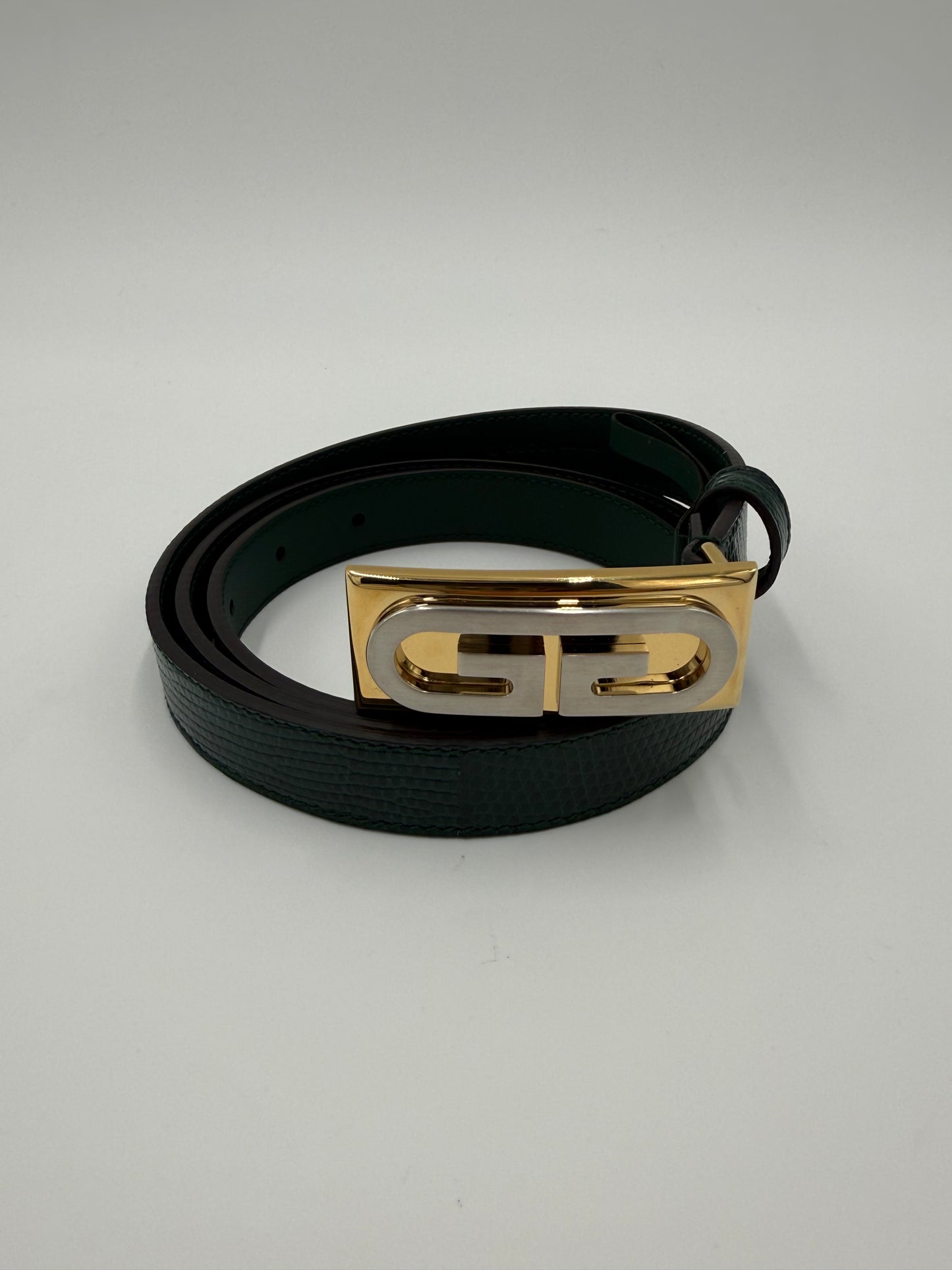 Gucci Cintura in Pelle di Lucertola Framed G Verde - Pally Vintage Closet