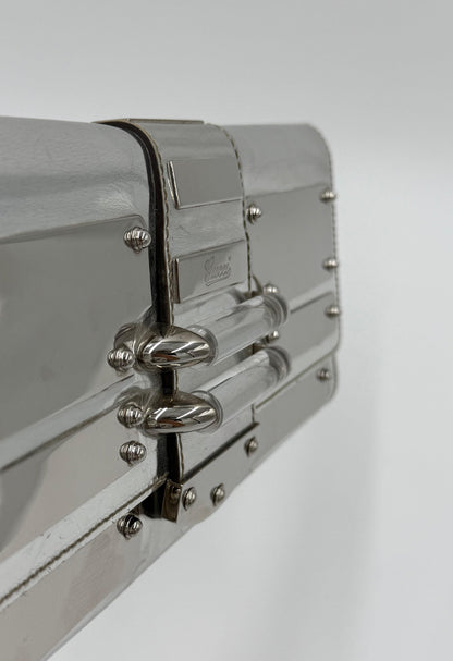 Gucci Clutch Vintage by Frida Giannini in Pelle Metallizzata e Plexiglass Argento - Pally Vintage Closet