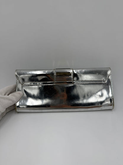 Gucci Clutch Vintage by Frida Giannini in Pelle Metallizzata e Plexiglass Argento - Pally Vintage Closet