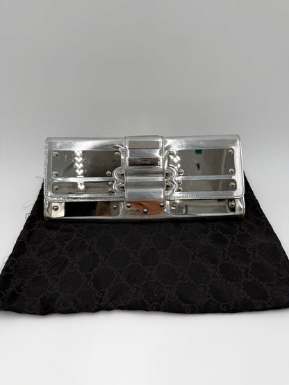 Gucci Clutch Vintage by Frida Giannini in Pelle Metallizzata e Plexiglass Argento - Pally Vintage Closet