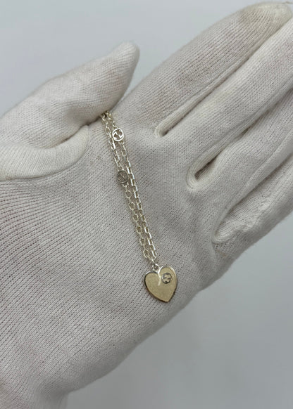 Gucci Collana Heart con Incrocio GG in Argento