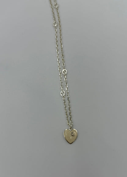 Gucci Collana Heart con Incrocio GG in Argento