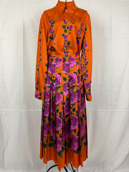 Gucci-Completo-Gonna-e-Blusa-Stampa-Floreale-Arancione-69083339391300 - Pally Vintage Closet