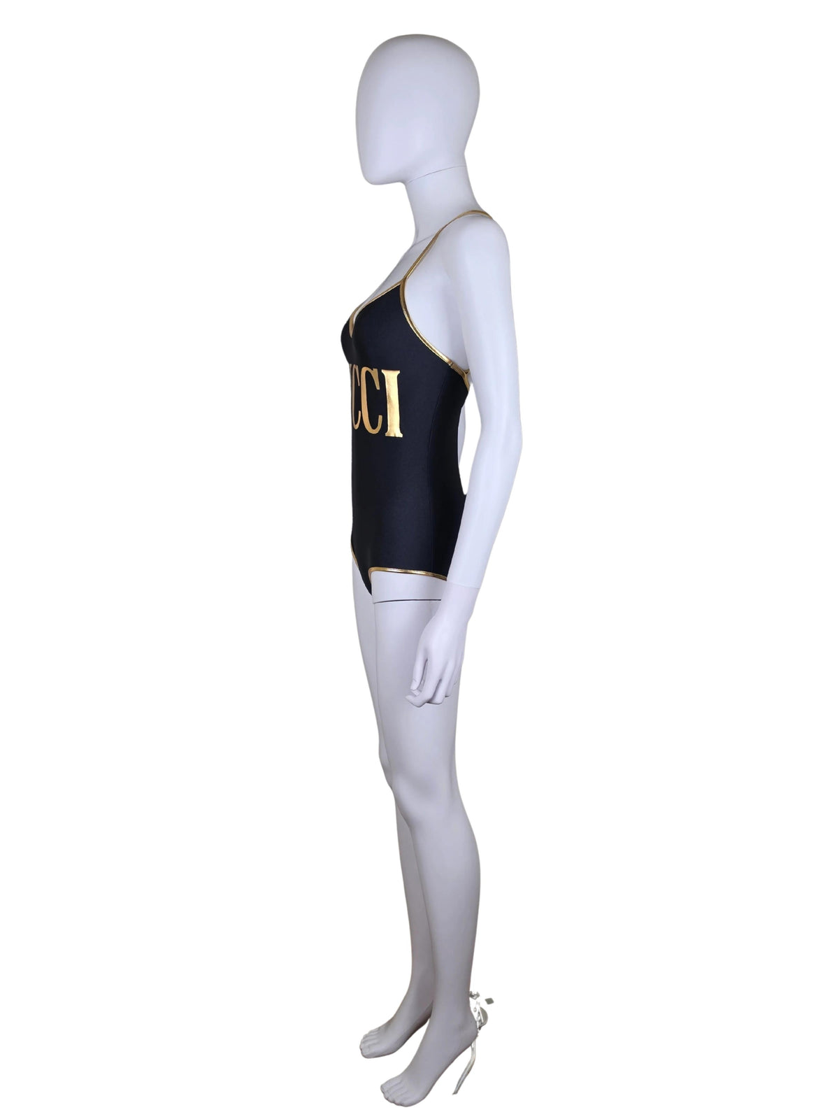 Gucci Costume Intero con Maxi Logo Dorato Nero - Pally Vintage Closet
