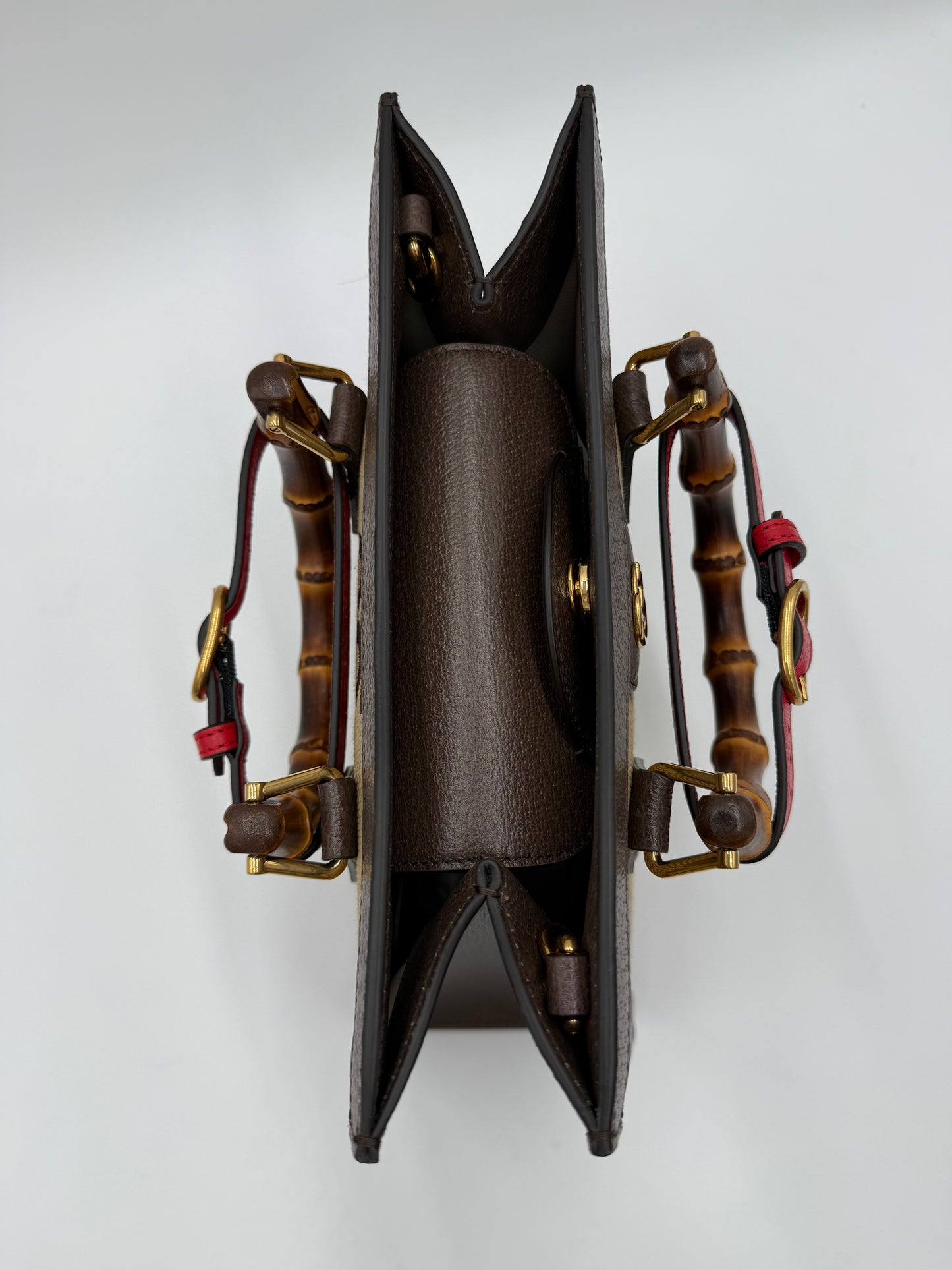 Gucci Diana Media Tote in Tessuto Jumbo GG e Bamboo Marrone - Pally Vintage Closet