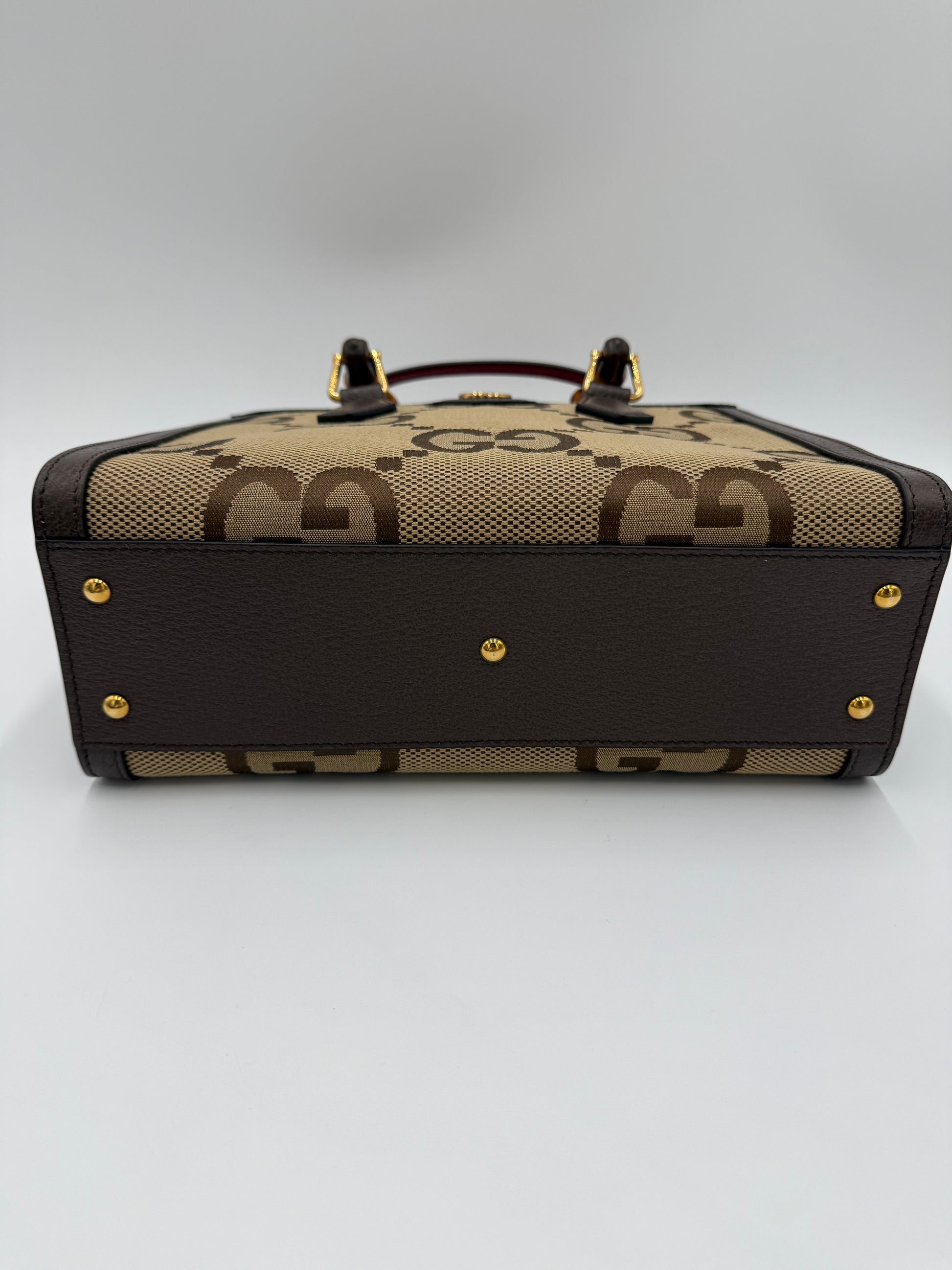 Gucci Diana Media Tote in Tessuto Jumbo GG e Bamboo Marrone - Pally Vintage Closet